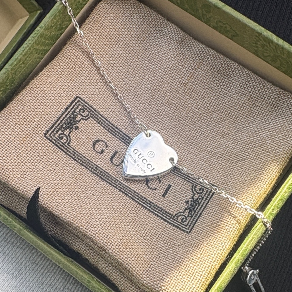 Gucci Silver Heart Charm Bracelet